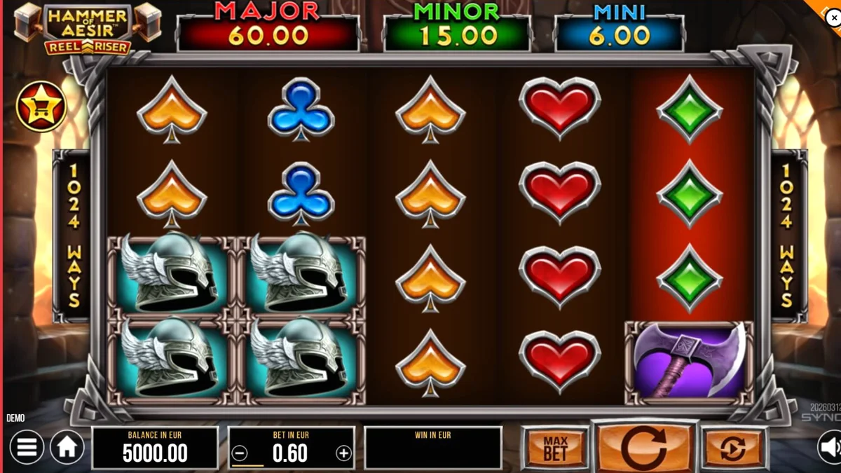 Interface do jogo Hammer of Aesir em um dispositivo móvel