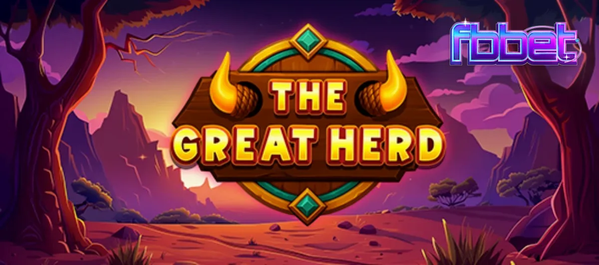 Cenário da savana africana com elementos visuais do slot The Great Herd